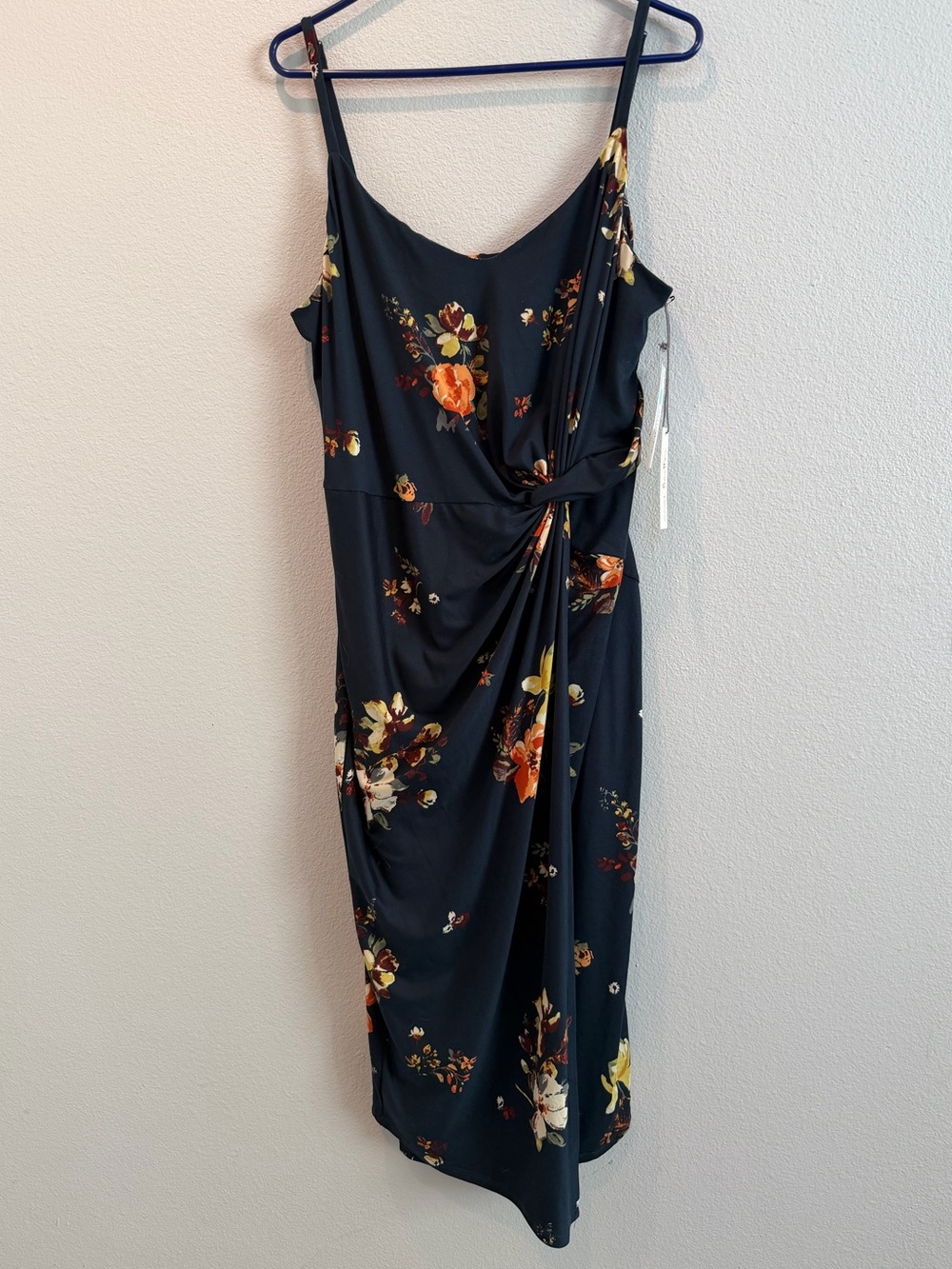 nine britton Navy Floral Knot-Front Midi Dress - Picture 7 of 13